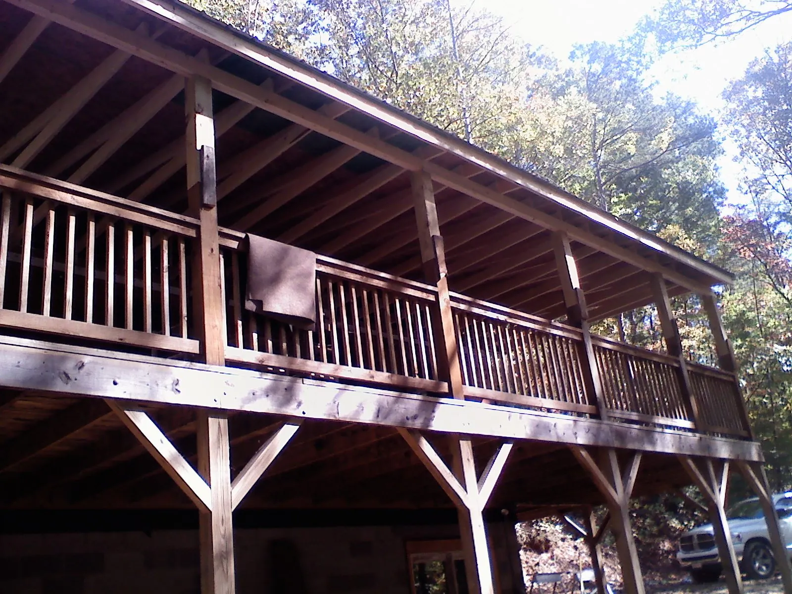 Timber framing under a new elevated porch and deck — Roof Leak Repair in Needville by Roofing Brothers